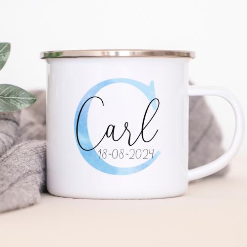 Personlig Blå Kop med Navn til Børn – Perfekt Gaveidé