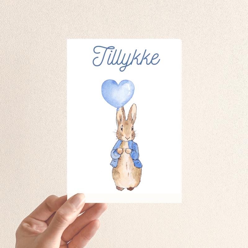 Lykønskningskort med blå ballon – Gør gaven unik!