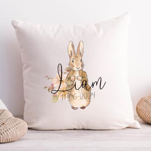 Personlig Peter Kanin Pude til Børneværelset - Beige