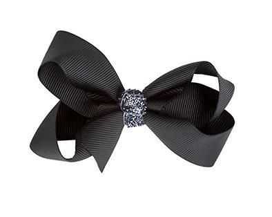 Håndlavet Sort Sløjfe med Grå Glimmer – Elegant Accessory