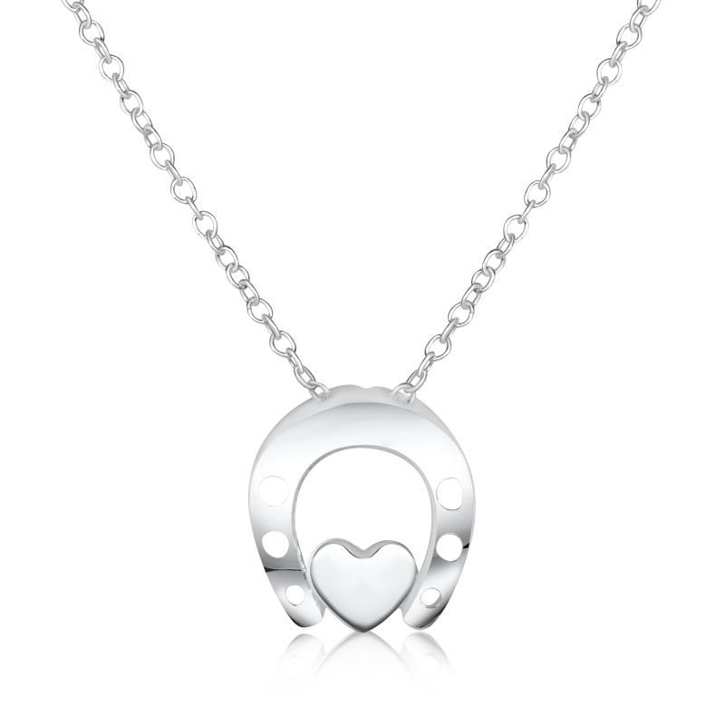 Sølv Halskæde med Hestesko og Hjerte til Børn - Luxbaby.dk