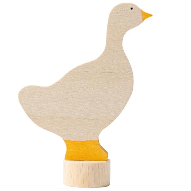 Grimms Håndmalet Gåsefigur i Bæredygtigt Træ - Kvalitet!
