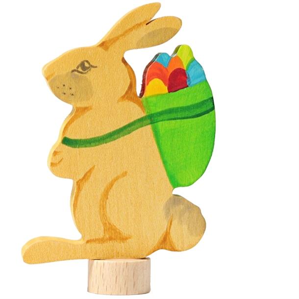 Grimms Håndmalet Påskehare Figur med Kurv - Bæredygtig Dekorativt Element