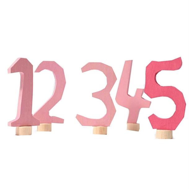 Dekorative Lyserøde Trænumre 1-5 til Fødselsdagsfest