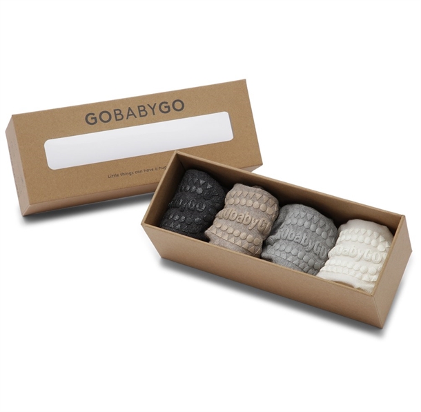 Skridsikre Bambus Strømper - Sand Combo Box fra GoBabyGo