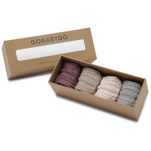 Strømper Skridsikre Bambus Combo Box Soft Pink fra Gobabygo