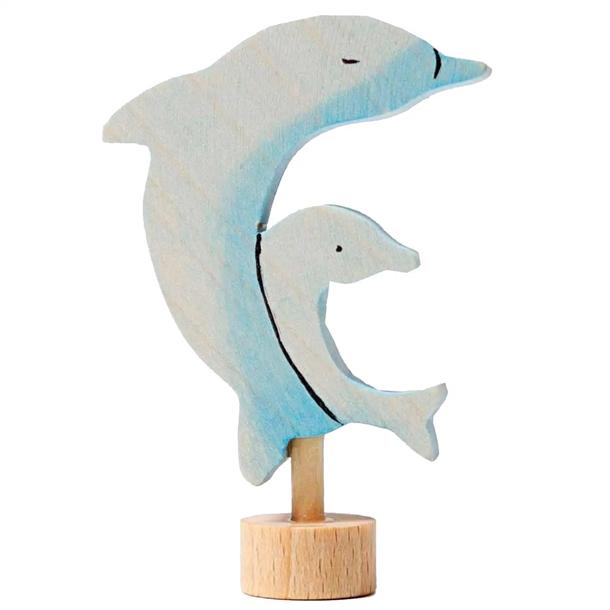 Håndmalet Dekorativ Figur: To Bæredygtige Delfiner