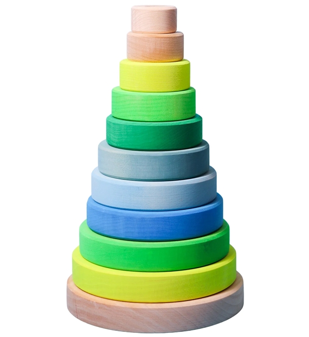 Grimms Neon Grøn Stabeltårn – Lærerigt Trælegetøj til Børn