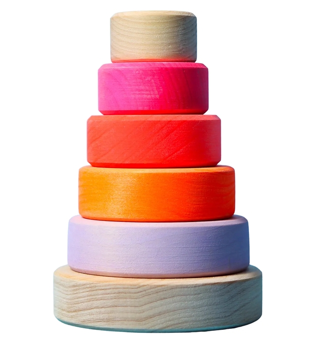 Grimms Neon Pink Stabeltårn - Bæredygtigt Trælegetøj