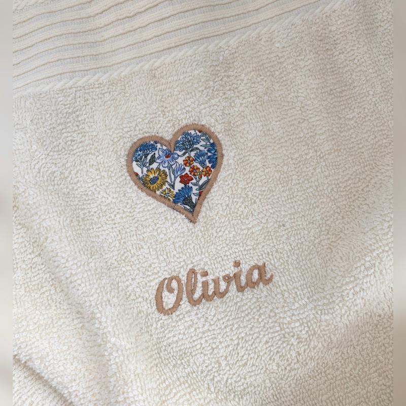 Personligt Håndklæde med Navn – Liberty Stof, Brunt & Beige