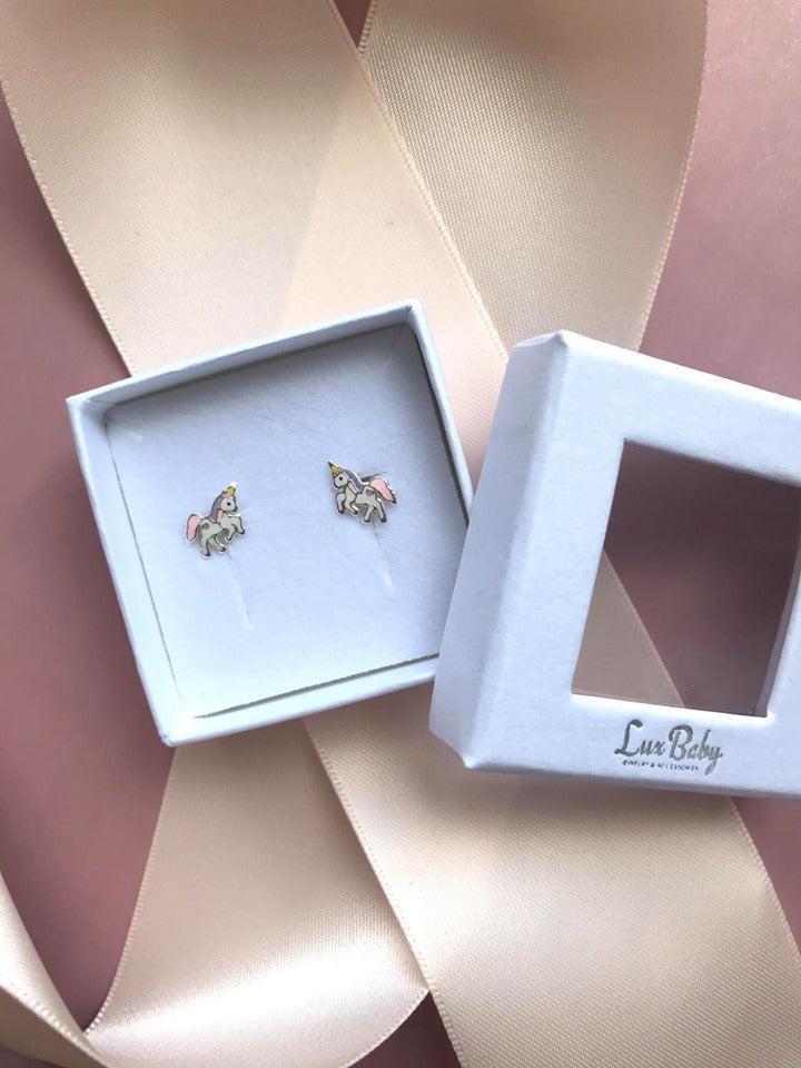 Hvide & Violet Enhjørninge Ørestikker til Børn - Luxbaby.dk