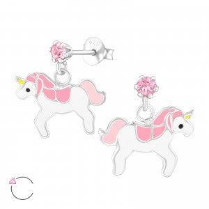 Enhjørninge Ørestikker med Lyserød Sten - Perfekt Gave!