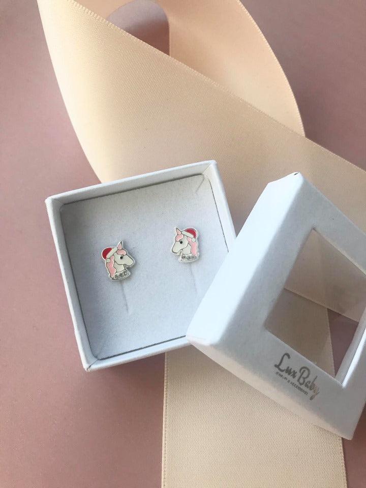 Søde Enhjørning Ørestikker med Nissehue til Børn