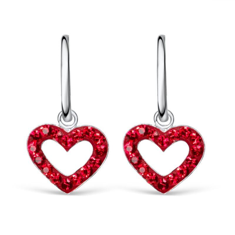 Hjerteformede Hoops med Røde Zirkonia fra Luxbaby