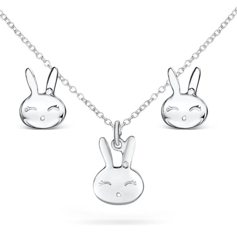 Sødt Kanin Smykkesæt med Ørestikker og Halskæde - Must-Have!
