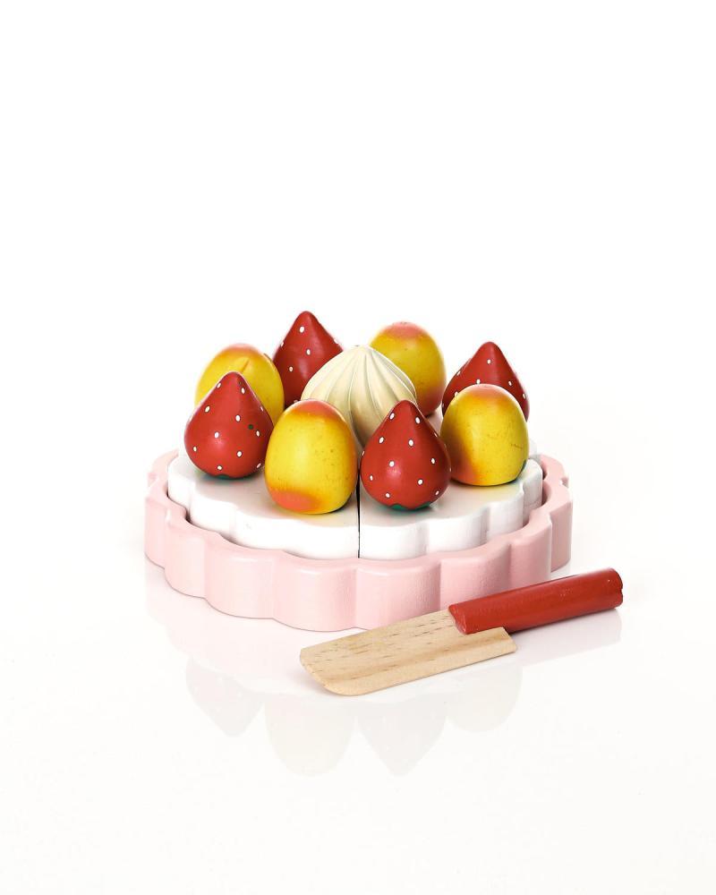 Jordbærtærte i Træ med Velcro - Fantastisk Legemad!