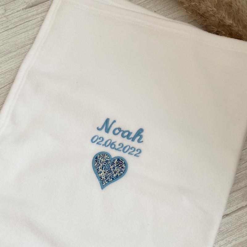 Personligt Babytæppe med Hjerte i Liberty – Blå