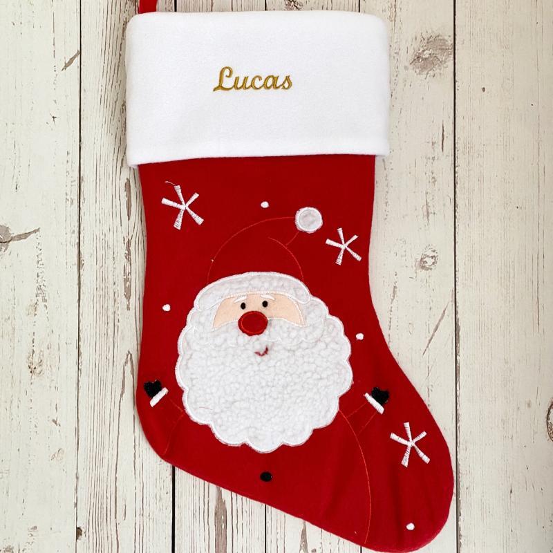 Personlig Julesok med Navn – Julemanden Rød til Jul