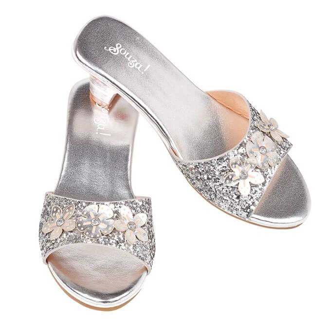 Sølv Højhælede Udklædningssko til Prinsesser - Glamour!