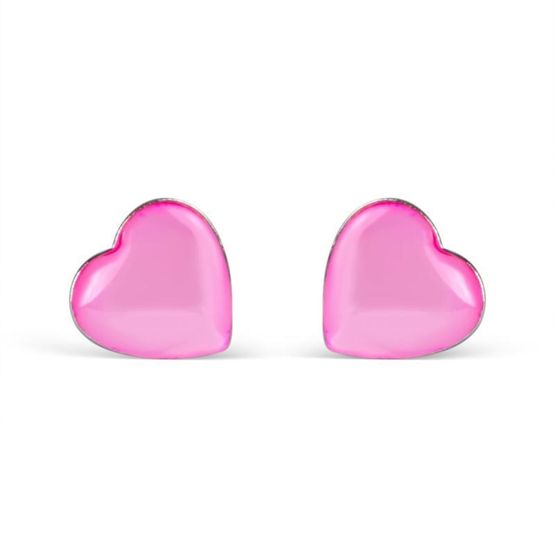 Lyserøde Hjerte Ørestikker i Sølv til Børn - Luxbaby.dk