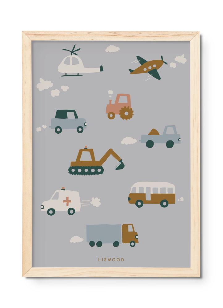 Beverly Plakat - Køretøjer i Dovblå fra Liewood