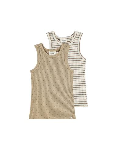 2-Pak Mini Tank Tops i Travertine fra Lil Atelier