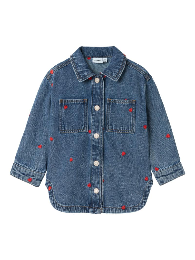 Nina Denim Jakke med Hjerter - Blå Cowboyjakke til Børn