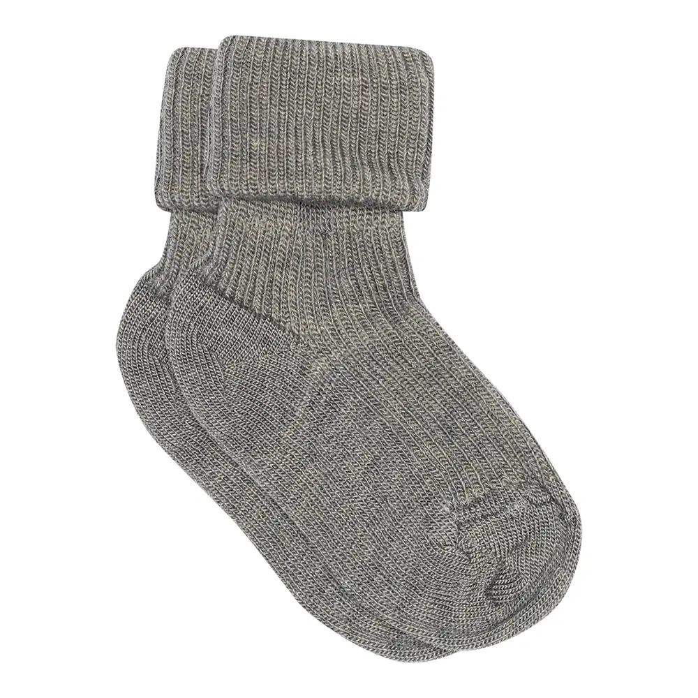 Uld Ankelstrømpe I Rib   491 Grey   15 16 fra Mp Denmark