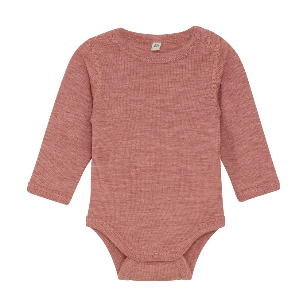 Uld Body Langærmet i Light Mahogany Melange fra Bekids