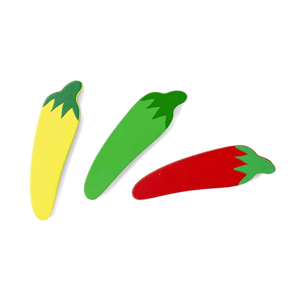 Chili Sæt med 3 Farverige Trælegetøj fra MaMaMeMo!