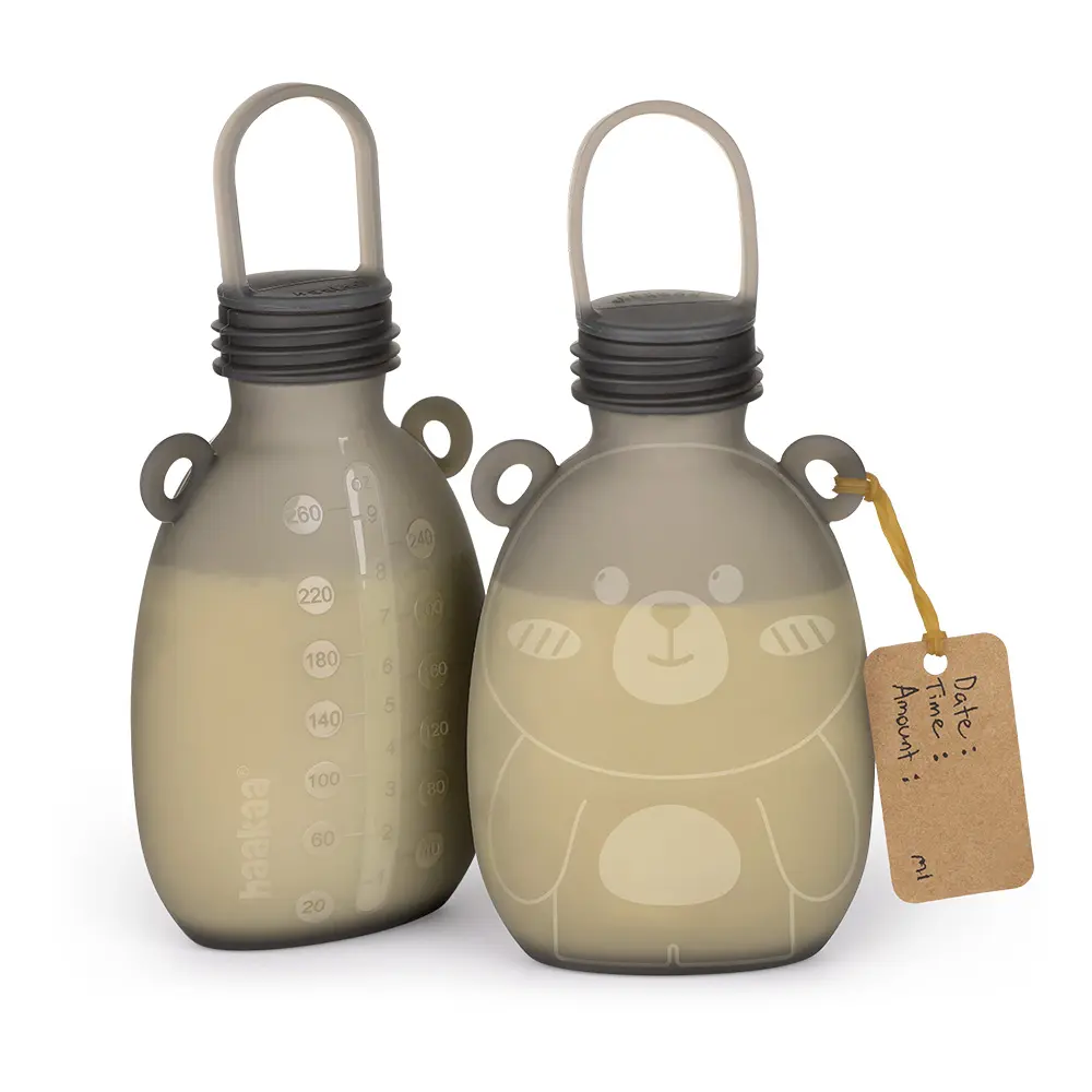 Happii Bear Silikoneposer Til Mælk, 260ml   2 Pak fra Haakaa