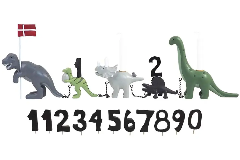 Fødselsdagstog med Dinosaur og 11 Tal - Håndmalet Dekor!