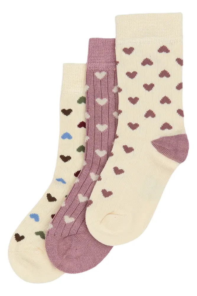 Bamboo Strømper 3 Pak   Heart Mix   23 26 fra Minipop