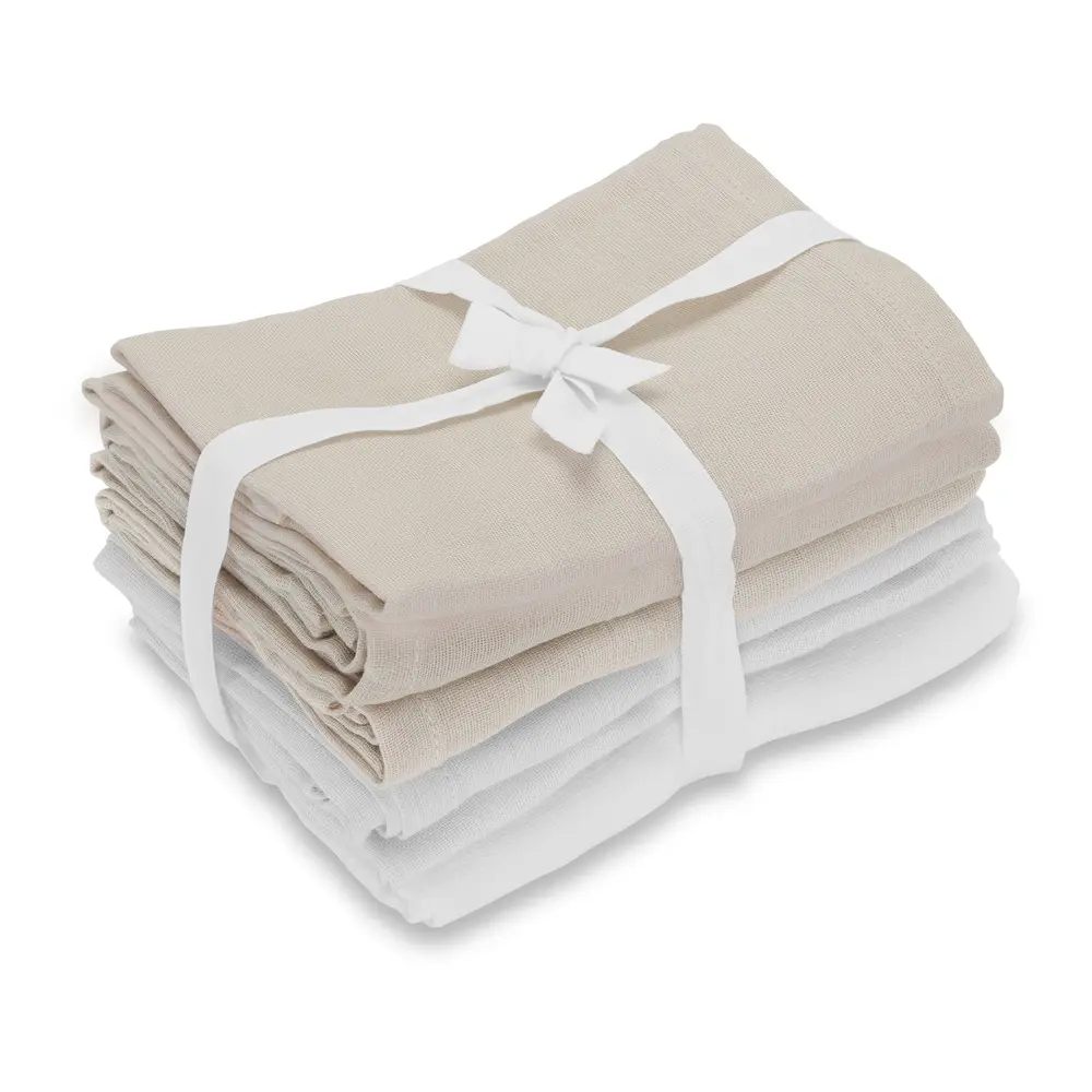 Stofbleer 4 Pak   White & Oyster Grey   Oeko Tex fra Vanilla Copenhagen