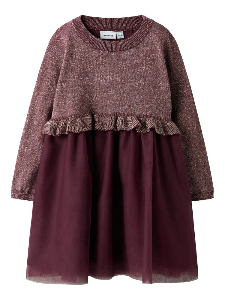 Refraja Strikket Kjole   Burgundy   92 fra Name It