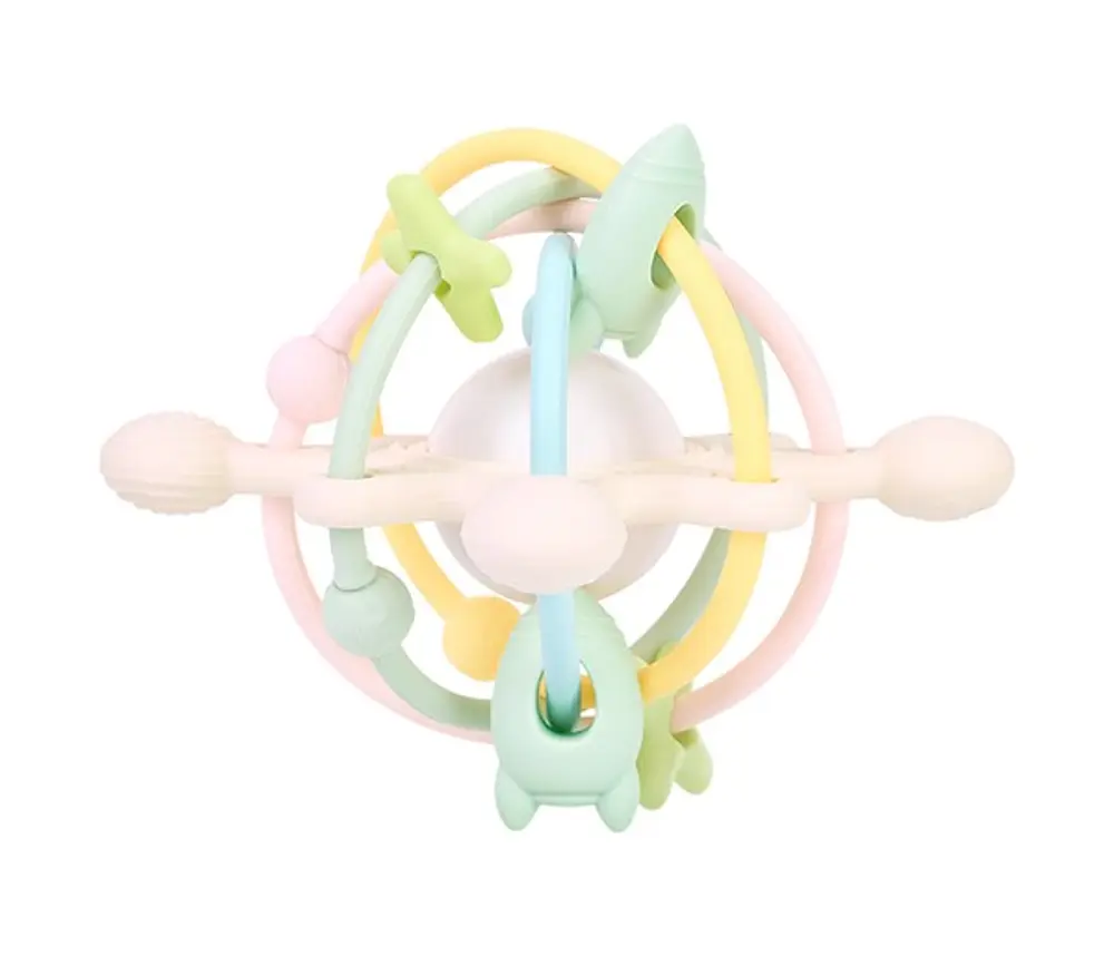 Silikonelegetøj med Raslekugle - Pastel Fra Le Toft