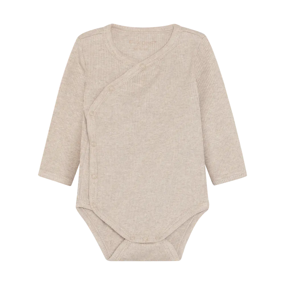 Langærmet Wrap Body Melange Rib Pure Cashmere Melange 44 fra Fixoni
