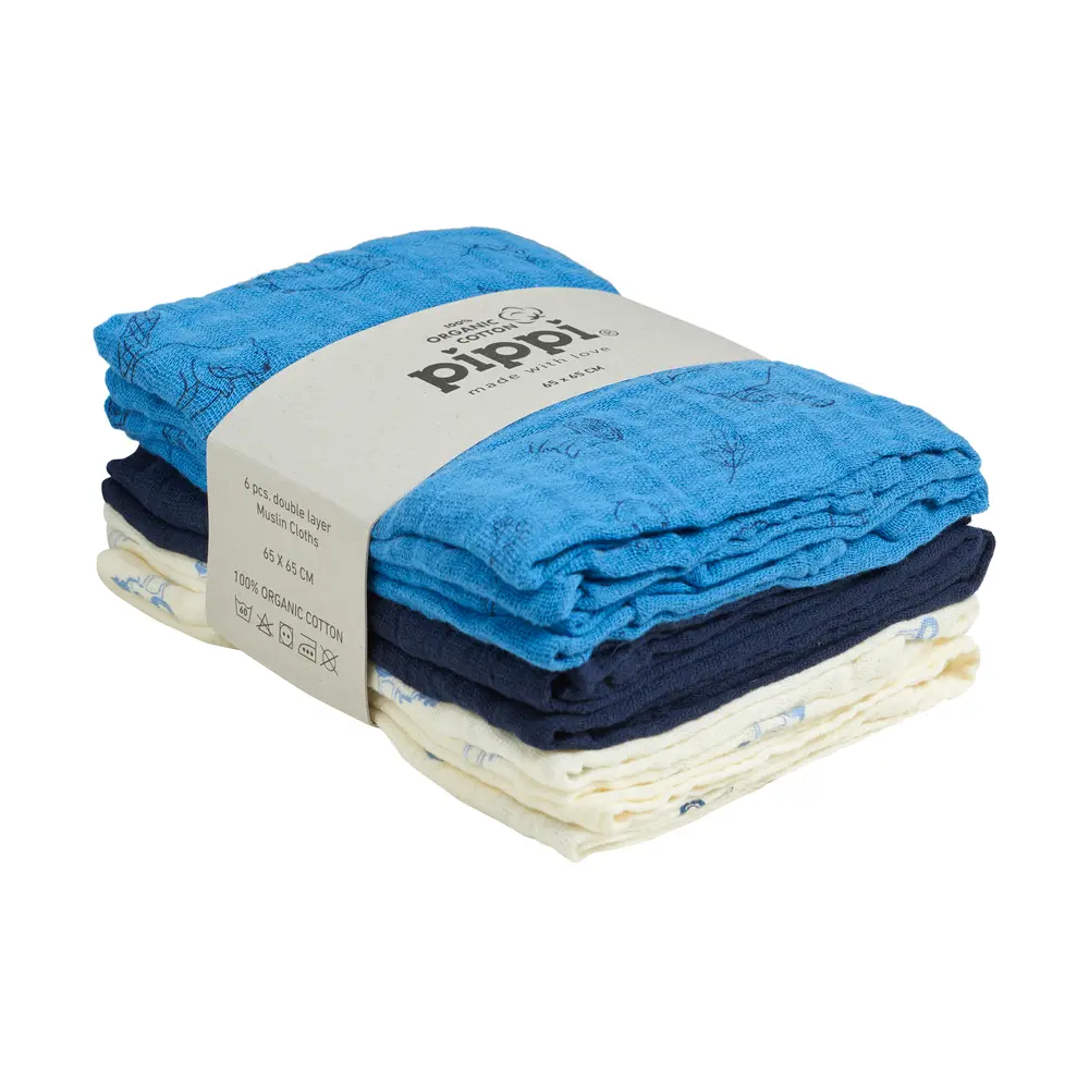 øko. Stofbleer (6 Pak)   Dark Navy fra Pippi