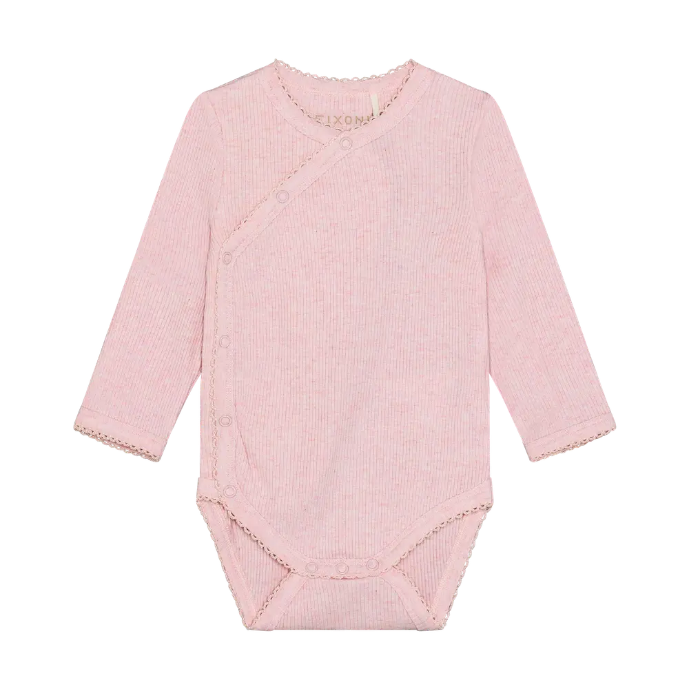 Langærmet Wrap Body Melange Rib   Bleached Mauve Melange   50 fra Fixoni