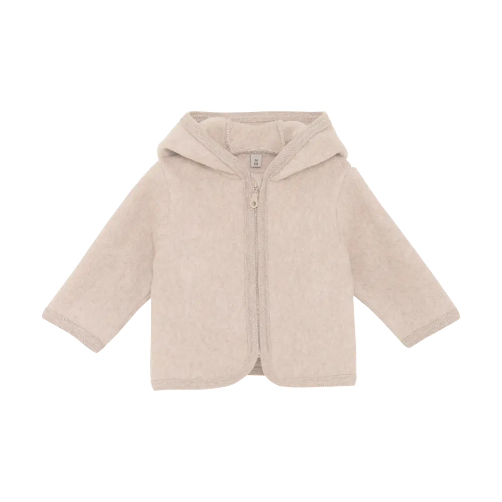 Jakke M. ører Bomuldsfleece Camel Melange 92 fra Huttelihut