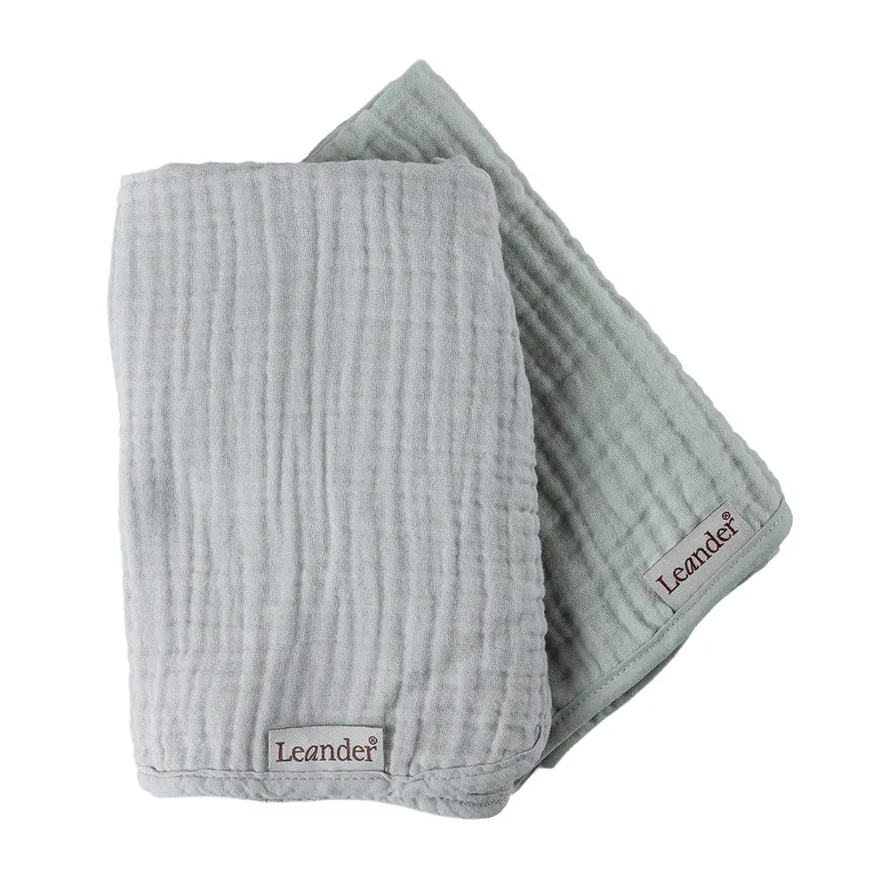 Pusleunderlag, Muslin, 2 Pk. Pearl Grey Sage Green fra Leander