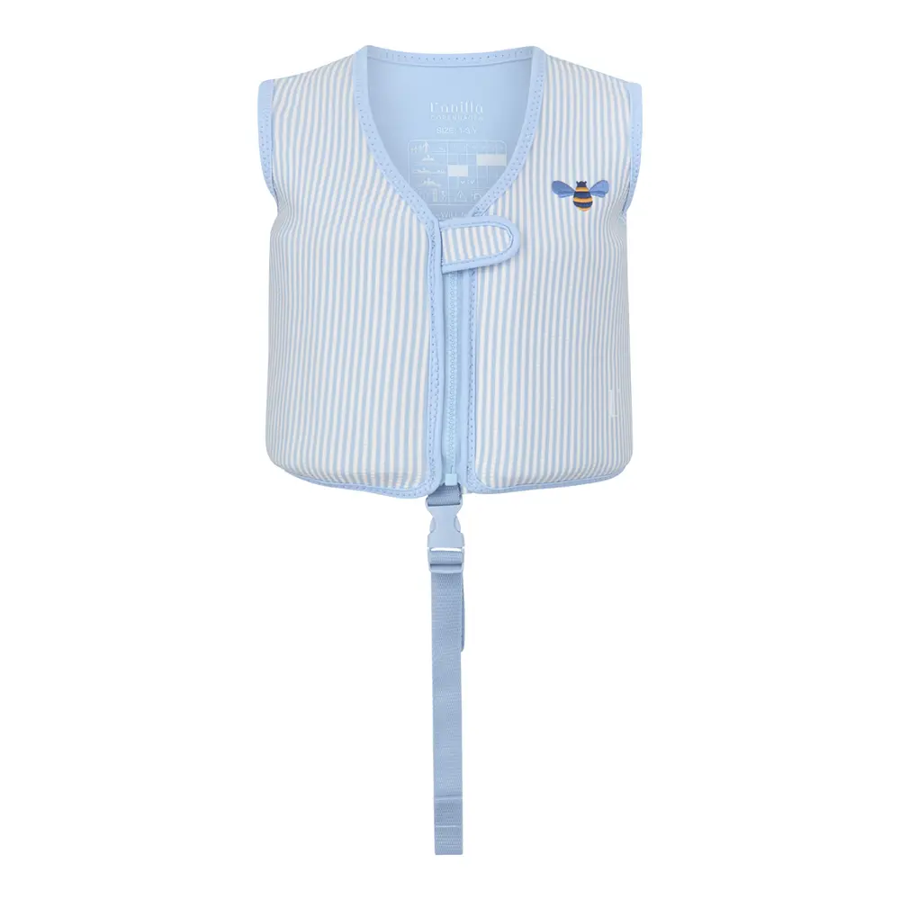 Svømmevest Med Strop   Seersucker   Honeybee   Blue   1 3 år fra Vanilla Copenhagen